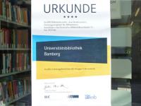 BIX-Urkunde der Unibibliothek Bamberg