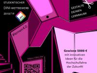 Lernen 4.0 – Gestalte Deinen Lernraum Studentischer Wettbewerb 2018/19 Abstraktes Treppenhaus einer Bibliothek bzw. eines Gebäudes in den Farben pink und schwarz