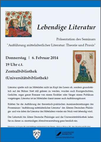 Plakat zur Aufführung Lebendige Literatur Plakat zur Aufführung Lebendige Literatur