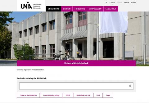 Neue Website der Universitätsbibliothek Augsburg Neue Website der Universitätsbibliothek Augsburg