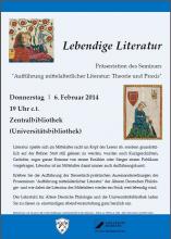 Plakat zur Aufführung Lebendige Literatur